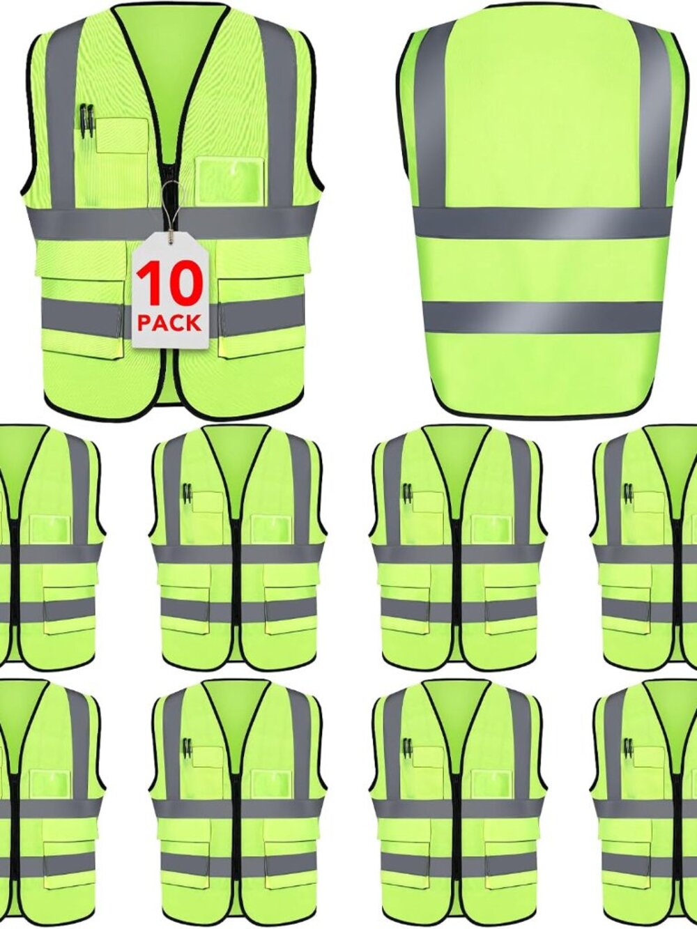 Reflective Safety Vests For Women Men, High Visibility Security Vest Pockets and